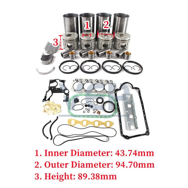 4JG1 4JG1T Rebuild Kit For Isuzu 4JG1 4JG1T Engine Hitachi Doosan Excavator  Mustang Loader